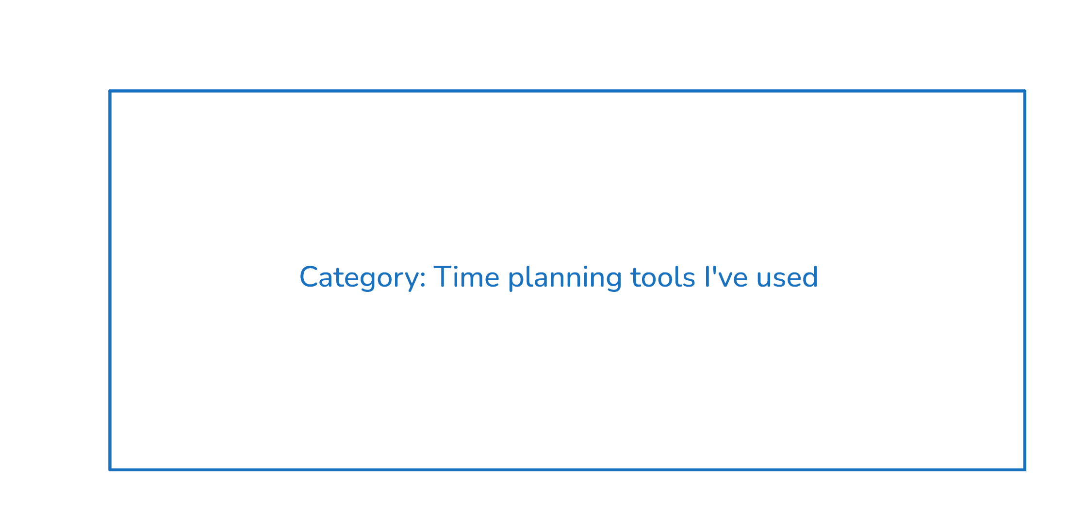 An empty matrix headed with the category label 'Time planning application'.